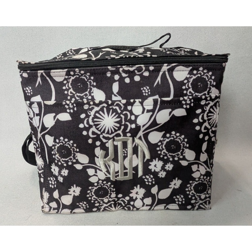 Thirty-One Picnic Thermal Bag Unisex OS Black Floral Good Insulated Monogram KDT